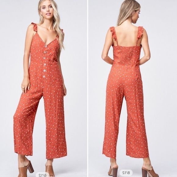 Crescent Diamond Print Smocked Cami Jumpsuit; NWT. - Picture 2 of 5